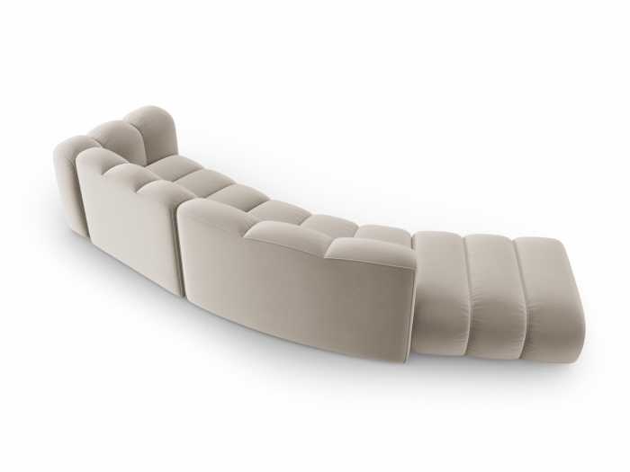 Canapea Lupine cu 5 locuri pe semirotund, colt pe partea stanga si tapiterie din catifea, bej [3]
