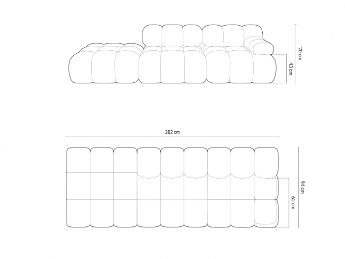Canapea modulara Bellis cu 3 locuri si tapiterie din catifea, petrol [8]