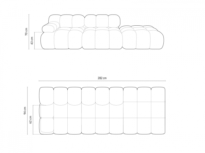 Canapea modulara Bellis cu 3 locuri si tapiterie din catifea, teracota [8]
