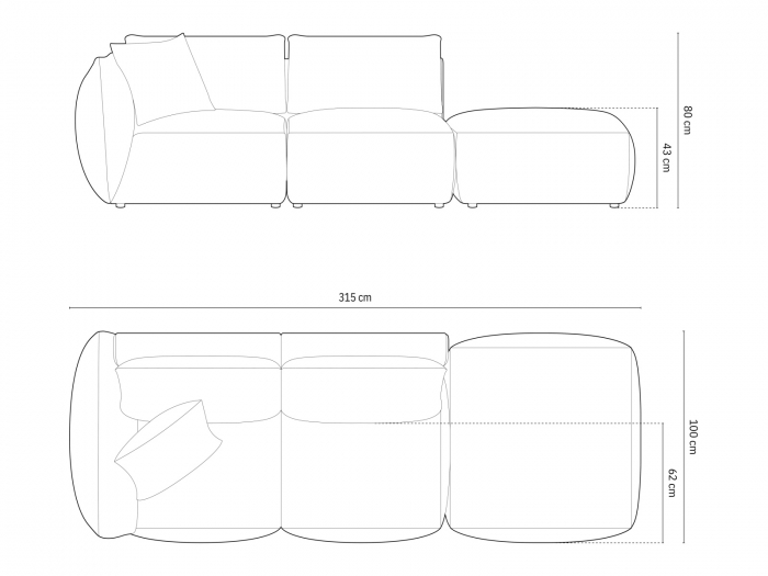 Canapea modulara Chris cu tapiterie din catifea [5]