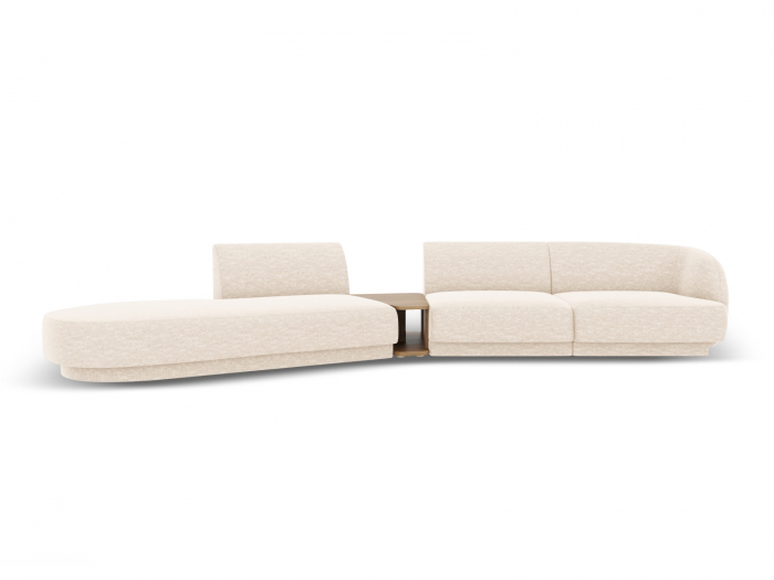 Canapea modulara Miley cu tapiterie din tesatura structurala si colt pe partea stanga, bej deschis [1]