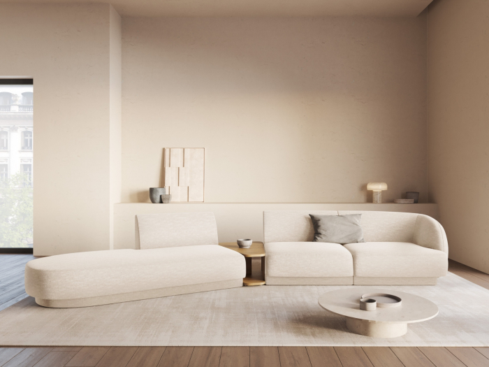 Canapea modulara Miley cu tapiterie din tesatura structurala si colt pe partea stanga, bej deschis [6]