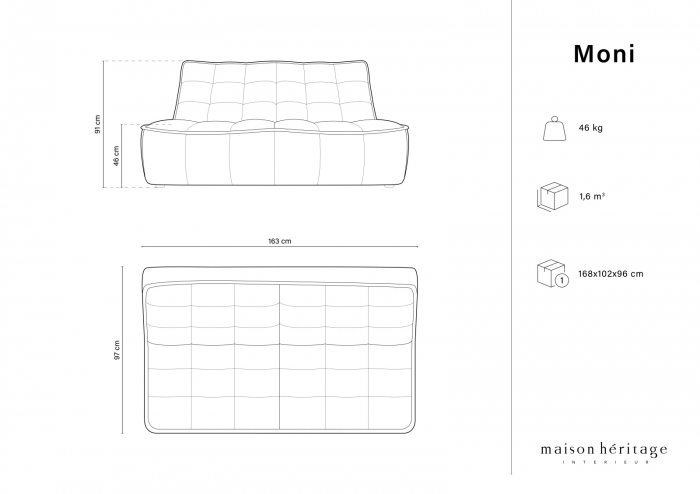 Canapea Moni cu 2 locuri si tapiterie din tesatura structurala [5]