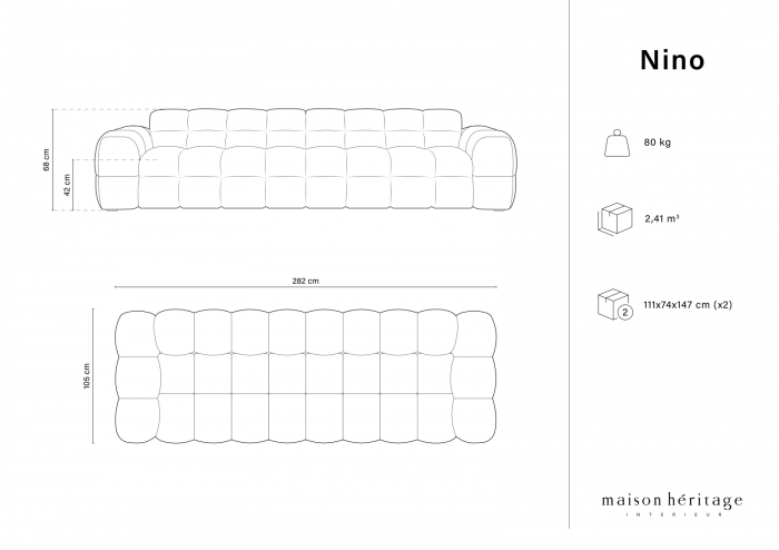 Canapea Nino cu 4 locuri si tapiterie din catifea [5]