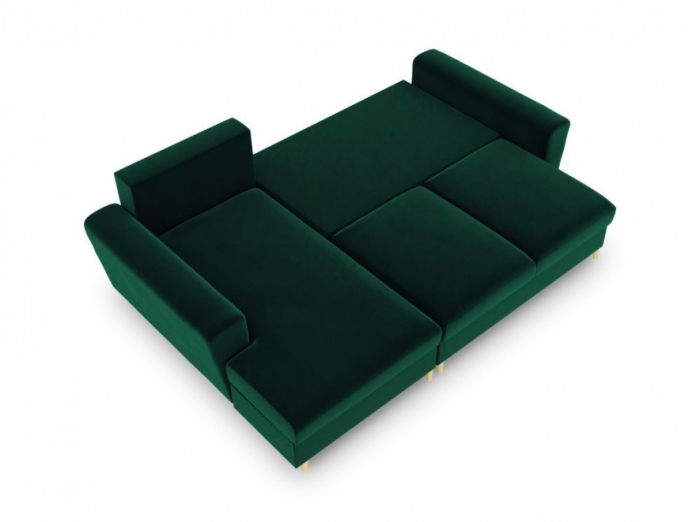 Colțar extensibil Moghan, colț pe partea stângă cu picioare din metal auriu, verde inchis [5]