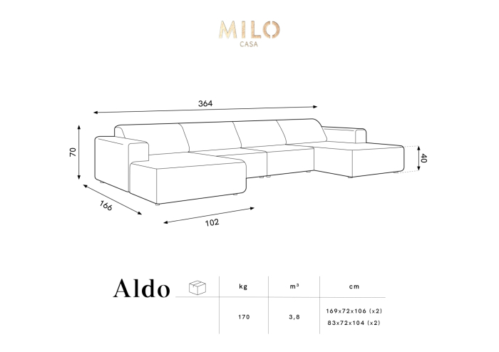 Coltar Aldo in forma de U cu tapiterie din catifea [5]