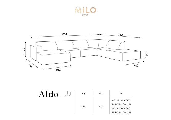 Coltar Aldo in forma de U cu tapiterie din catifea [5]