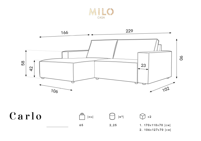 Colțar Carlo cu tapițerie din catifea [6]