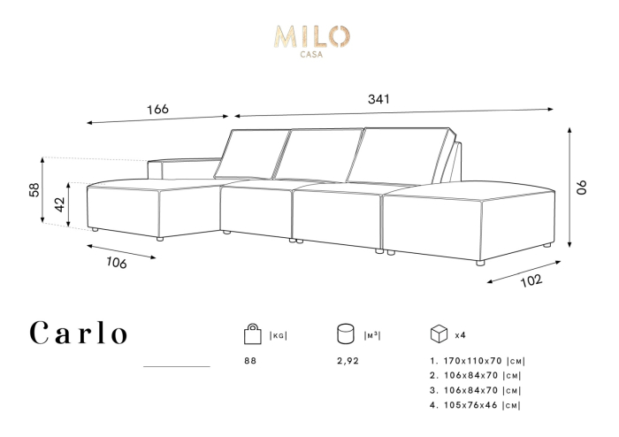 Colțar Carlo cu tapițerie din catifea [6]