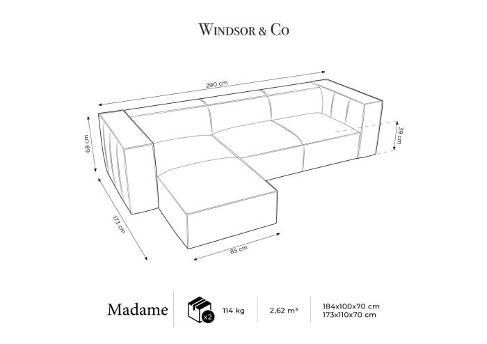 Colțar cu 5 locuri Madame cu tapițerie din țesătură structurală [7]