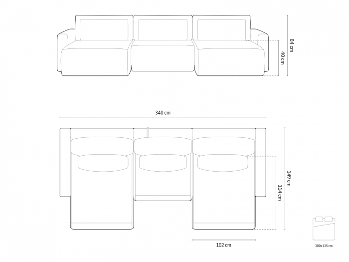 Coltar extensibil Belfast in forma de U si tapiterie din tesatura structurala [8]