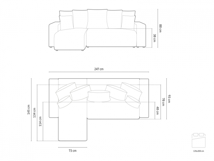 Coltar extensibil Jini cu 4 locuri, colt reversibil si tapiterie din tesatura structurala [9]