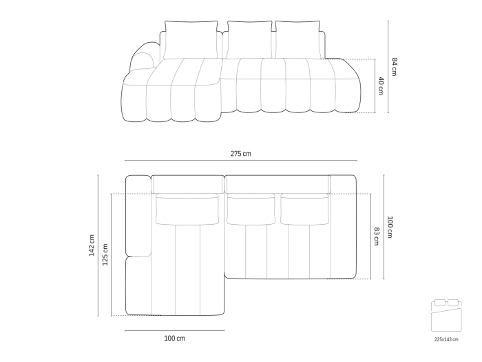 Colțar extensibil Kimi cu tapițerie din țesătură structurală [7]