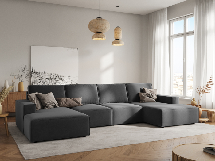 Colțar în formă de U Carlo cu tapițerie din catifea [5]