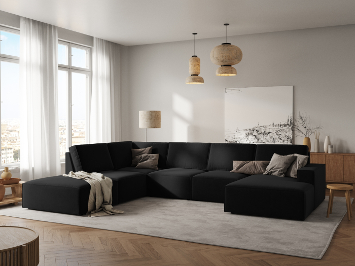 Colțar în formă de U Carlo cu tapițerie din catifea [5]