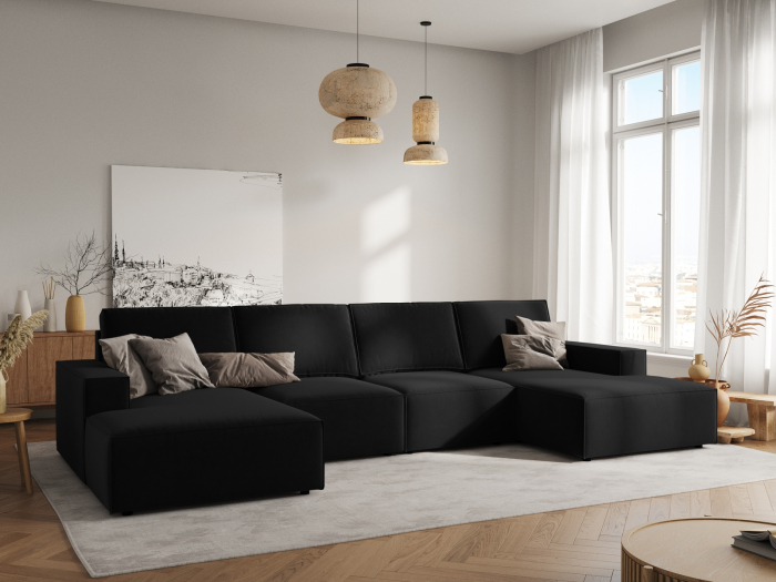 Colțar în formă de U Carlo cu tapițerie din catifea [5]