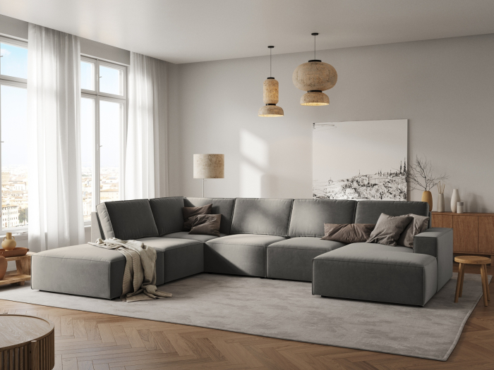 Colțar în formă de U Carlo cu tapițerie din catifea [5]