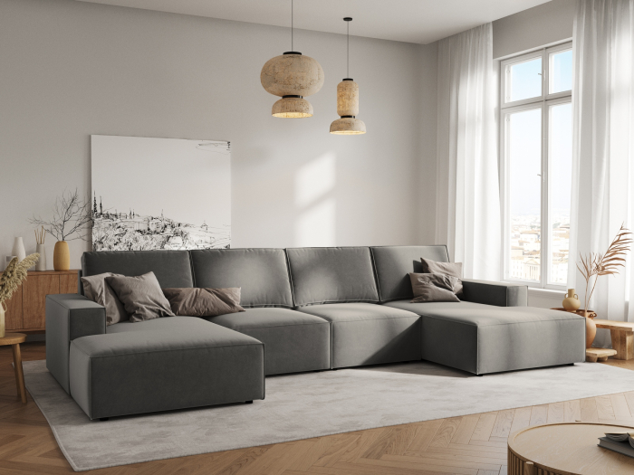 Colțar în formă de U Carlo cu tapițerie din catifea [5]