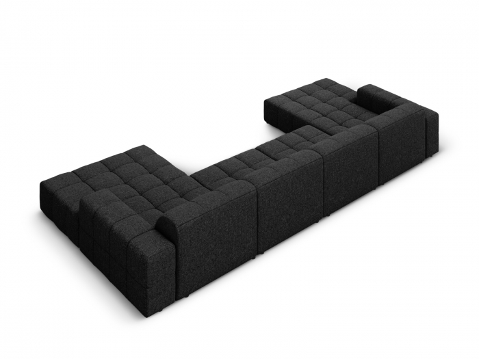 Coltar in forma de U Jennifer cu tapiterie din tesatura structurala, negru [3]