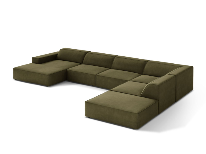 Colțar în formă de U Jodie cu tapițerie din catifea [3]