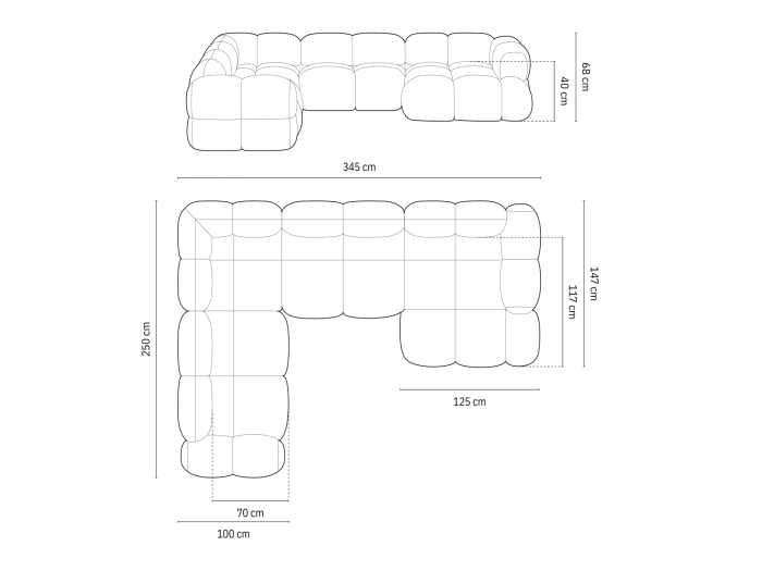 Colțar în formă de U Loretto cu tapițerie din catifea [6]