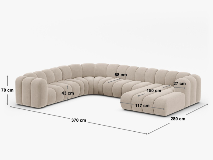 Colțar în formă de U Lupine cu tapițerie din catifea [6]