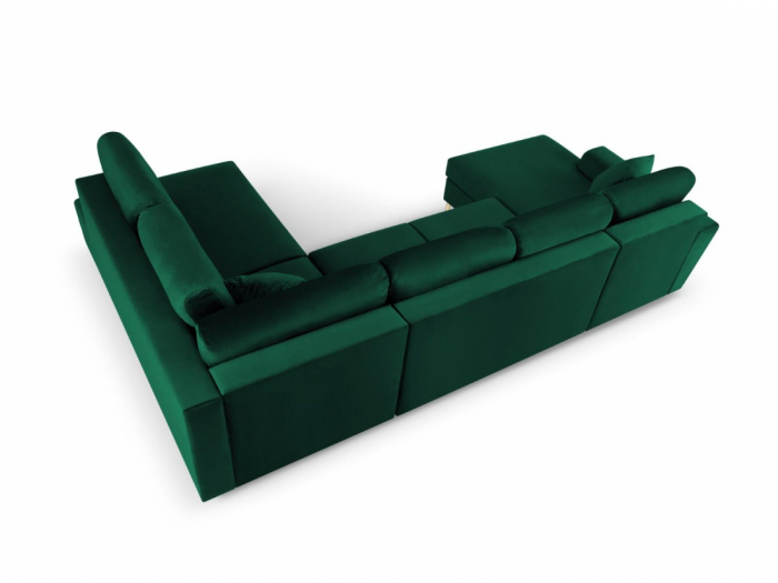 Coltar in forma de U Moghan cu tapiterie din catifea, verde [4]