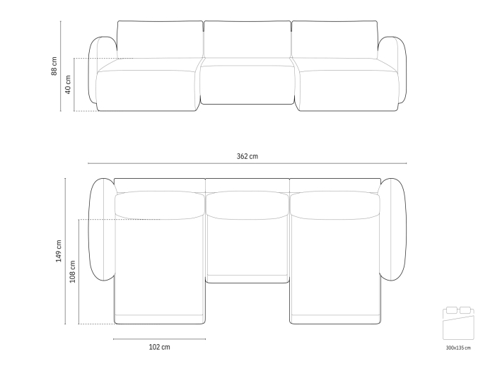 Colțar extensibil în formă de U Tonale cu tapițerie din catifea [7]