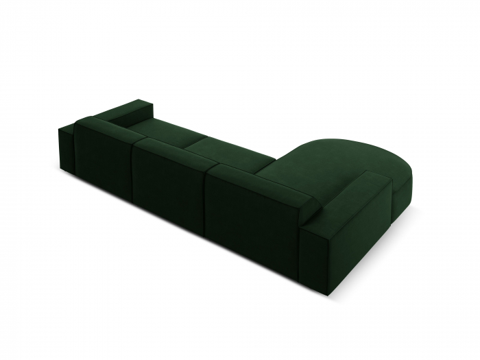 Coltar Jodie cu 4 locuri, colt pe partea stanga rotunjit si tapiterie din catifea, verde inchis [4]