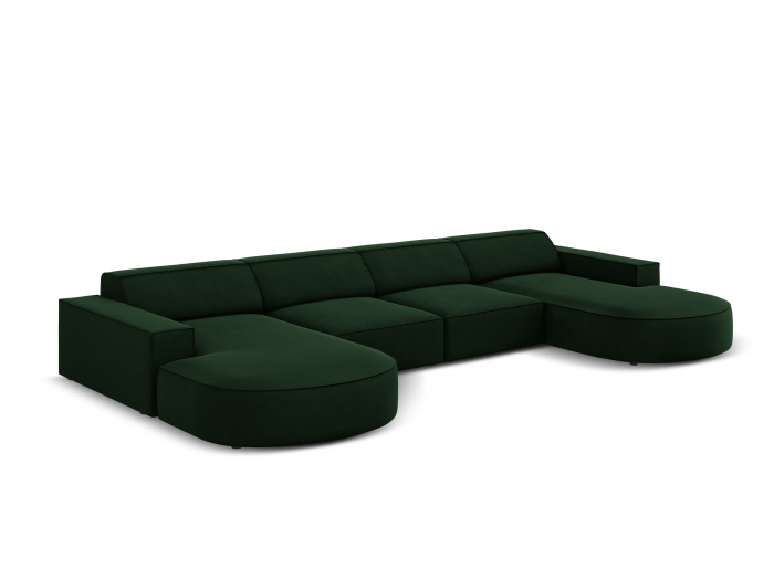 Coltar Jodie in forma de U  cu 6 locuri,  colt rotunjit si tapiterie din catifea, verde inchis [2]