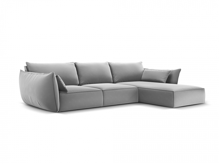 Coltar Kaelle cu tapiterie din catifea si colt pe partea dreapta, gri [2]