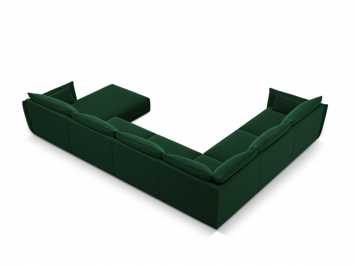 Coltar Kaelle in forma de U cu tapiterie din catifea si colt pe partea stanga, verde inchis [3]