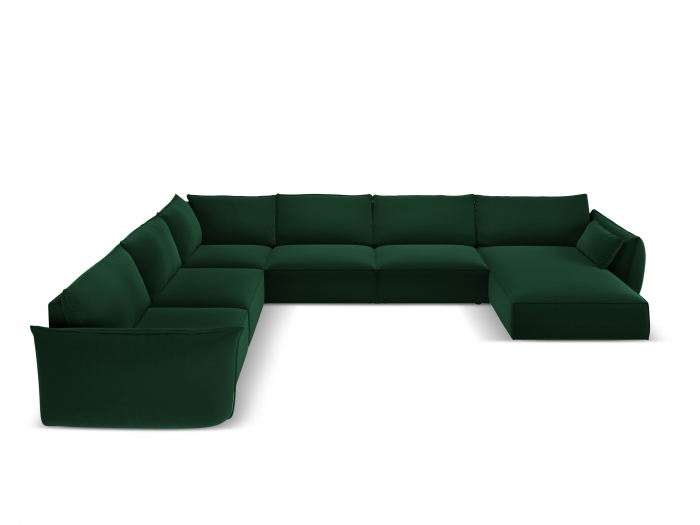 Coltar Kaelle in forma de U cu tapiterie din catifea si colt pe partea stanga, verde inchis [2]