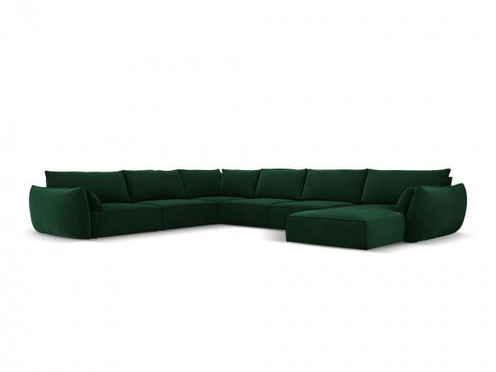 Coltar Kaelle in forma de U cu tapiterie din catifea si colt pe partea stanga, verde inchis [1]