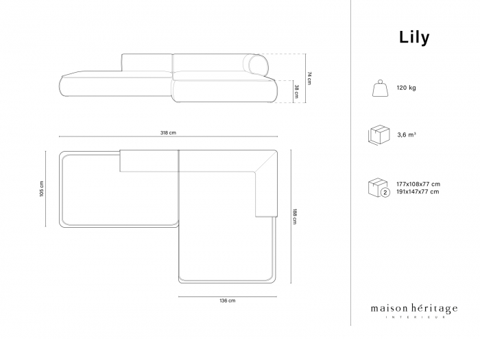 Coltar Lily cu 4 locuri si tapiterie din tesatura structurala [7]