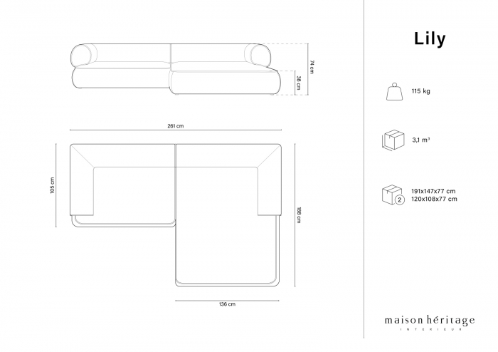 Coltar Lily cu 4 locuri si tapiterie din tesatura structurala [7]
