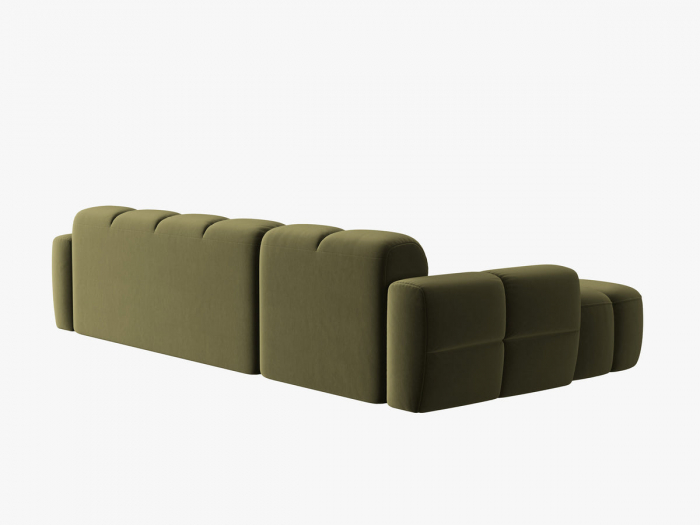 Coltar Lisa cu 4 locuri si tapiterie din catifea, verde deschis [4]