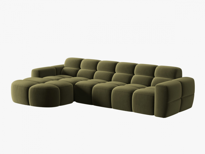 Coltar Lisa cu 4 locuri si tapiterie din catifea, verde deschis [2]