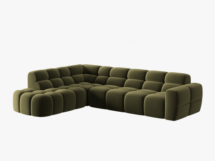 Coltar Lisa cu 5 locuri si tapiterie din catifea, verde deschis [2]