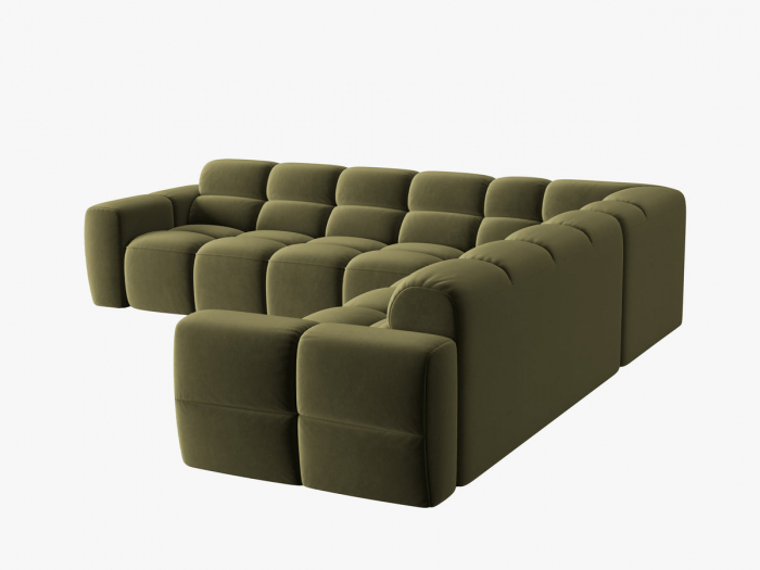 Coltar Lisa cu 6 locuri si tapiterie din catifea, verde deschis [3]