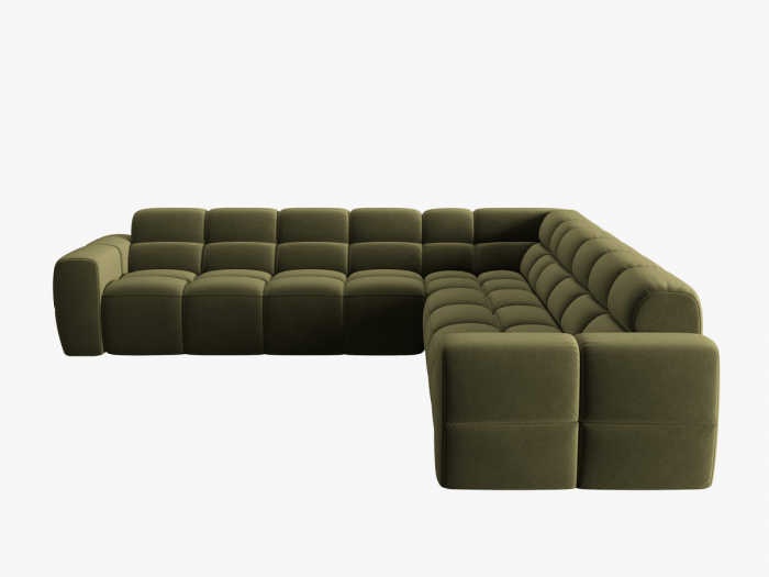 Coltar Lisa cu 6 locuri si tapiterie din catifea, verde deschis [2]