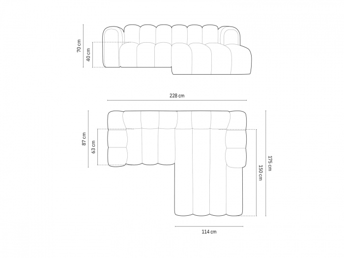 Coltar Lupine cu 3 locuri, colt pe partea stanga si tapiterie din catifea, bej [6]