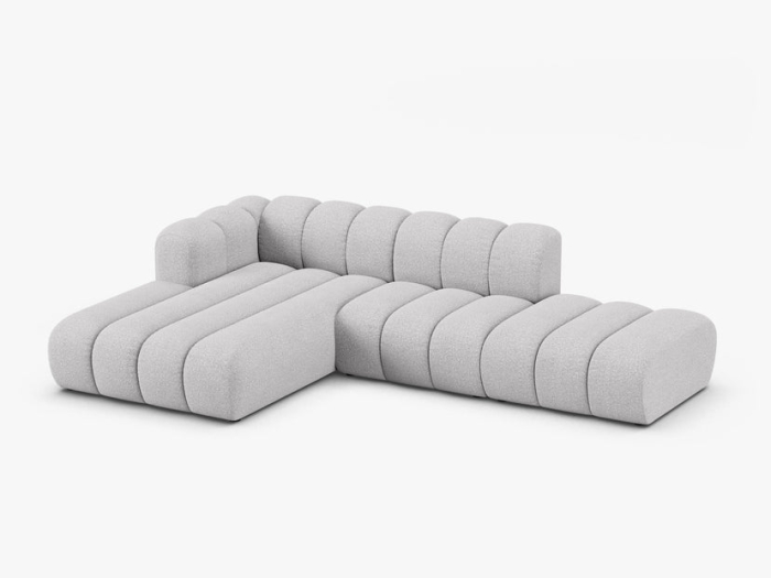 Coltar Lupine cu 5 locuri, colt pe partea stanga si tapiterie boucle, gri deschis [2]