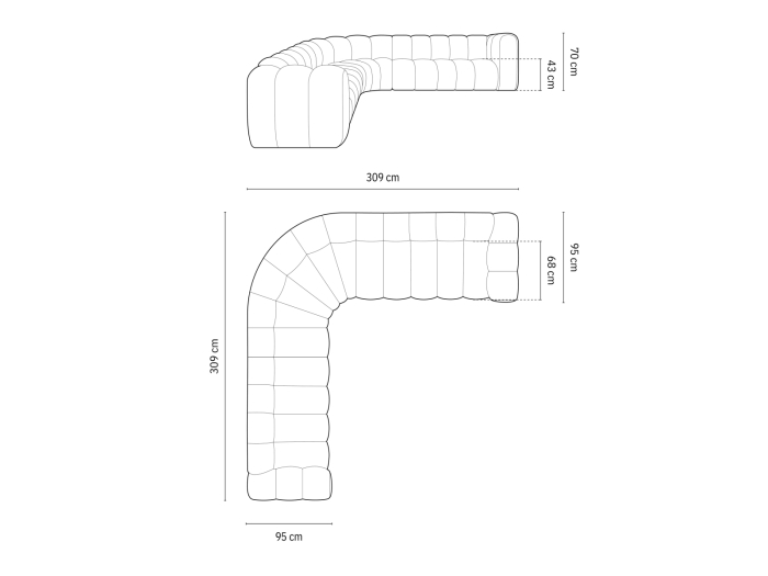 Colțar Lupine cu tapițerie din bouclé [5]