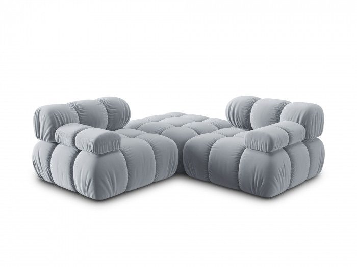 Coltar modular Bellis cu 3 locuri si tapiterie din catifea, albastru deschis [8]