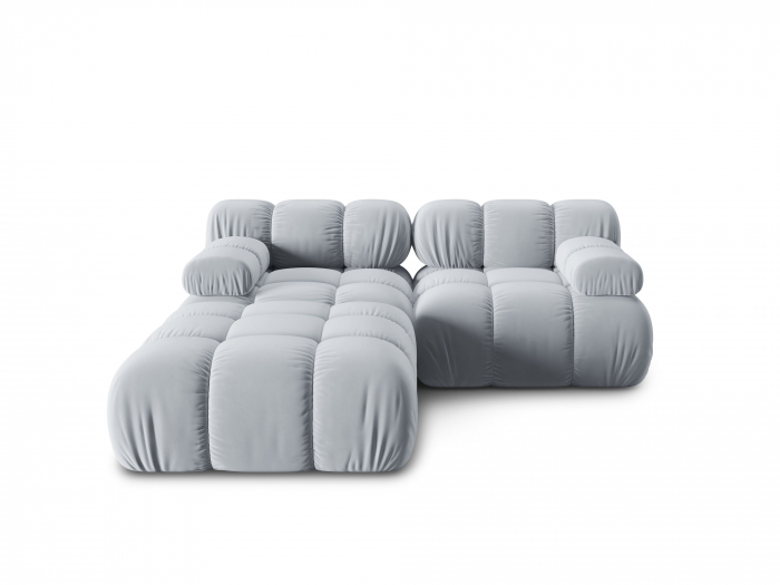 Coltar modular Bellis cu 3 locuri si tapiterie din catifea, albastru deschis [1]