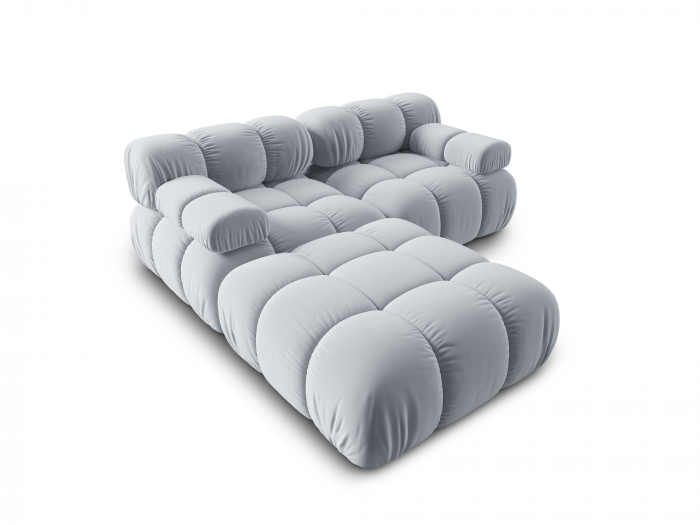 Coltar modular Bellis cu 3 locuri si tapiterie din catifea, albastru deschis [3]