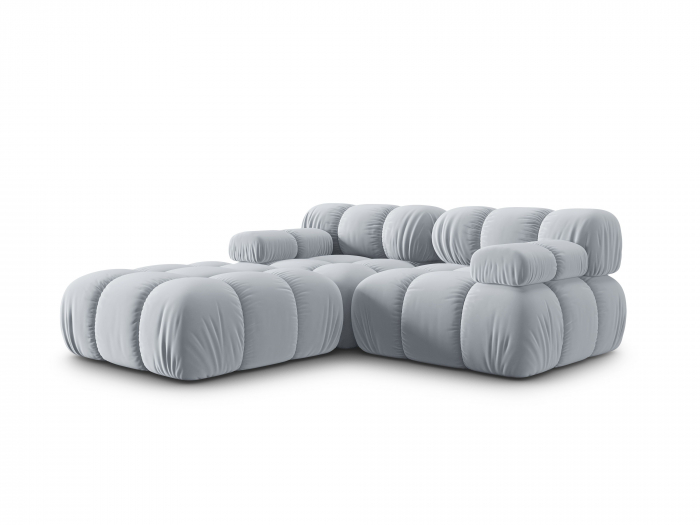 Coltar modular Bellis cu 3 locuri si tapiterie din catifea, albastru deschis [2]