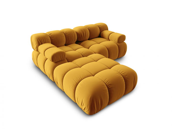 Coltar modular Bellis cu 3 locuri si tapiterie din catifea, galben [3]