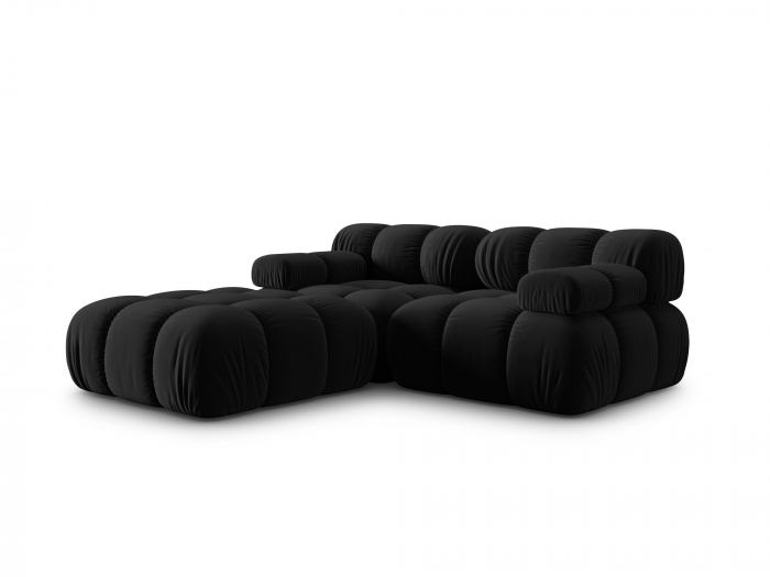 Coltar modular Bellis cu 3 locuri si tapiterie din catifea, negru [2]
